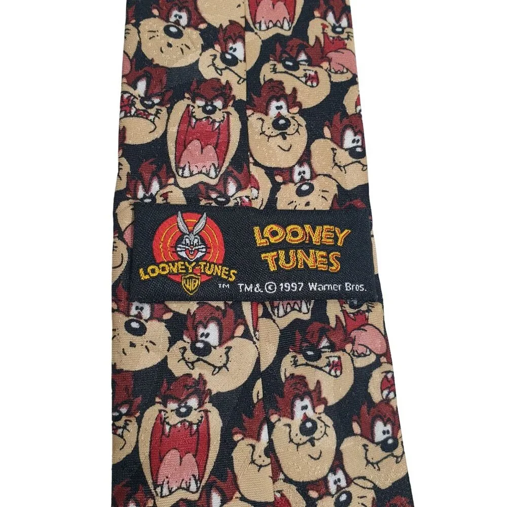 Looney Tunes Taz Junior Necktie 1997 Cartoon Novelty Skinny Slim Work Gift